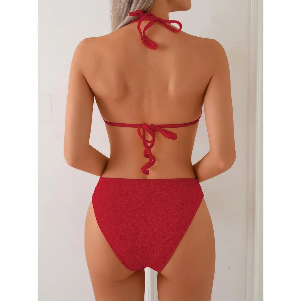 swimall Women's Halter Cheeky Bikini Sets Triangle Sexy Two Piece Swimsuit S - Picture 2 of 5